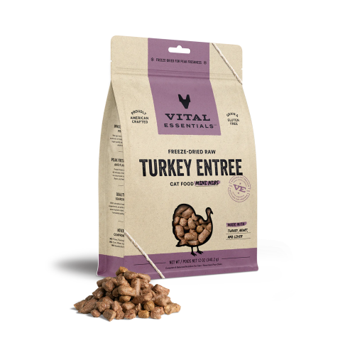 Vital Essentials 12oz [[ 火雞粒 ]] Freeze-Dried Raw TURKEY Entree Mini NIBS 凍乾迷你肉粒貓主糧 火雞肉粒 {原裝行貨} 690114 (EXP: 7月/2027)